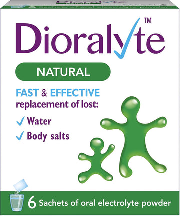 Dioralyte Natural - Fast And Effective Supplement Treatment For Reducing Dehydration And Replacing Electrolytes (Mineral Salts) Of Lost Body Water And Salts- Natural - 6 Sachets