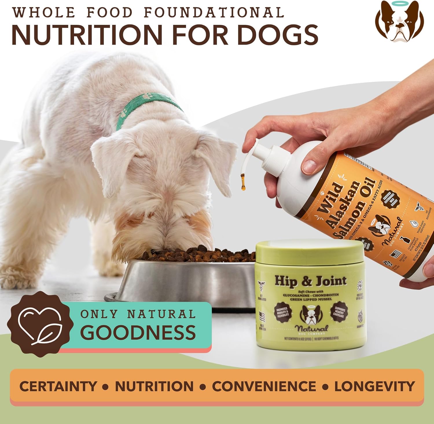 Natural Dog Company Hip & Joint Chews, Chicken Liver & Turmeric Flavor, with Glucosamine Chondroitin for Dogs, Maintains Bone and Joint Health, Supplements for Seniors and Puppies, 90 Count : Pet Supplies