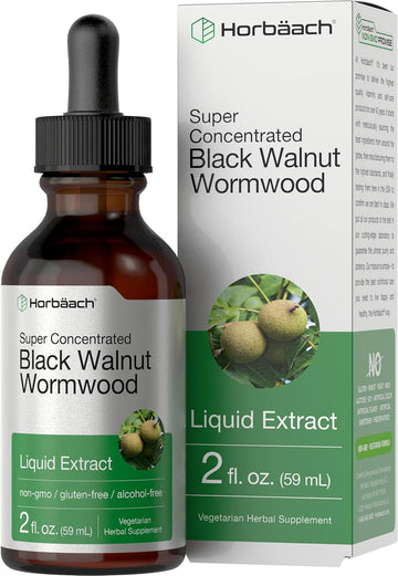 Horbäach Black Walnut Wormwood Liquid Extract | 2 Fl Oz | Alcohol Free Tincture | Vegetarian, Non-Gmo & Gluten Free