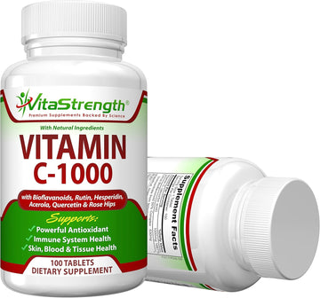 Vitamin C-1000 Complete Complex With Bioflavonoids, Rutin, Aceroia, Hesperidin, Quercetin And Rose Tips- 1000 Milligrams - Immune Support System Health - 100 Days Worth