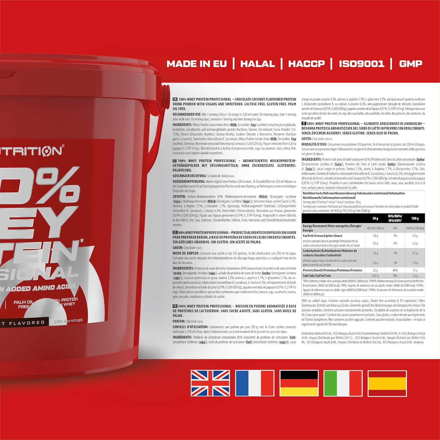 Scitec Nutrition 100% Whey Protein Professional – Enhanced with Extra Amino Acids & Digestive Enzymes – Gluten-Free – Palm Oil Free, 5 kg, Chocolate-Coconut : Amazon.co.uk: Health & Personal Care