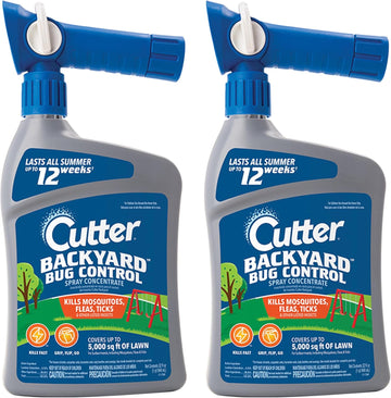 Cutter Backyard Bug Control Spray Concentrate (2 Pack), Kills Mosquitoes, Fleas & Listed Ants, 32 Fl Ounce