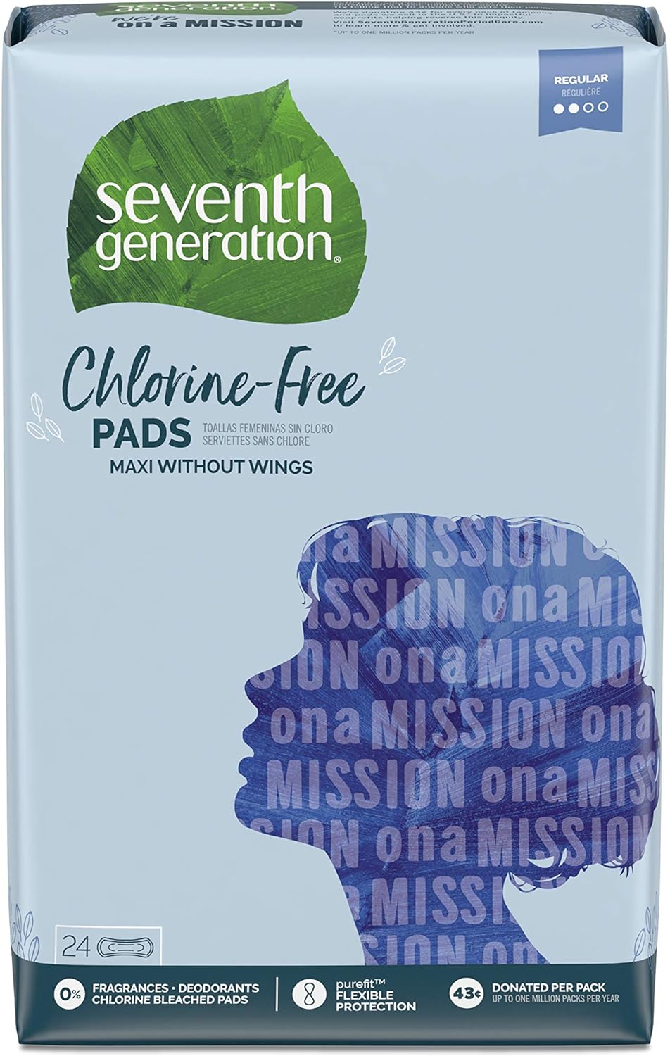 Seventh Generation Maxi Pads, Regular, Free & Clear Chlorine Free, 24 count