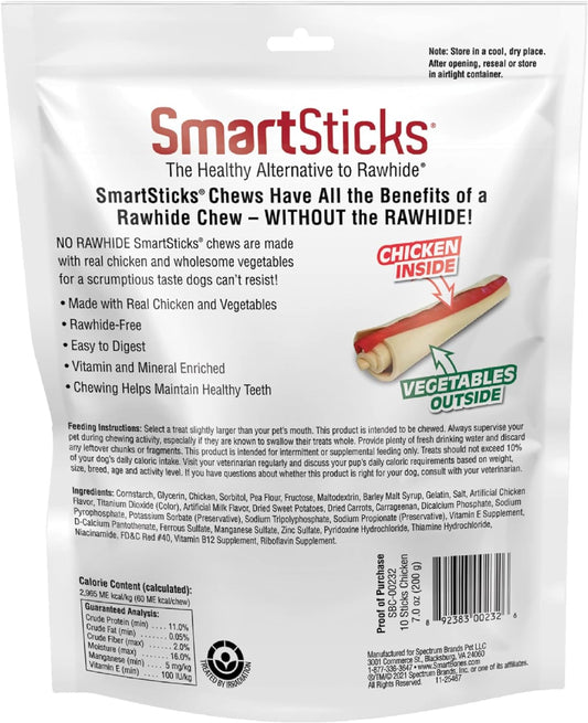 Smartbones Smartsticks, Treat Your Dog To A Rawhide-Free Chew Made With Real Chicken And Vegetables,10 Sticks
