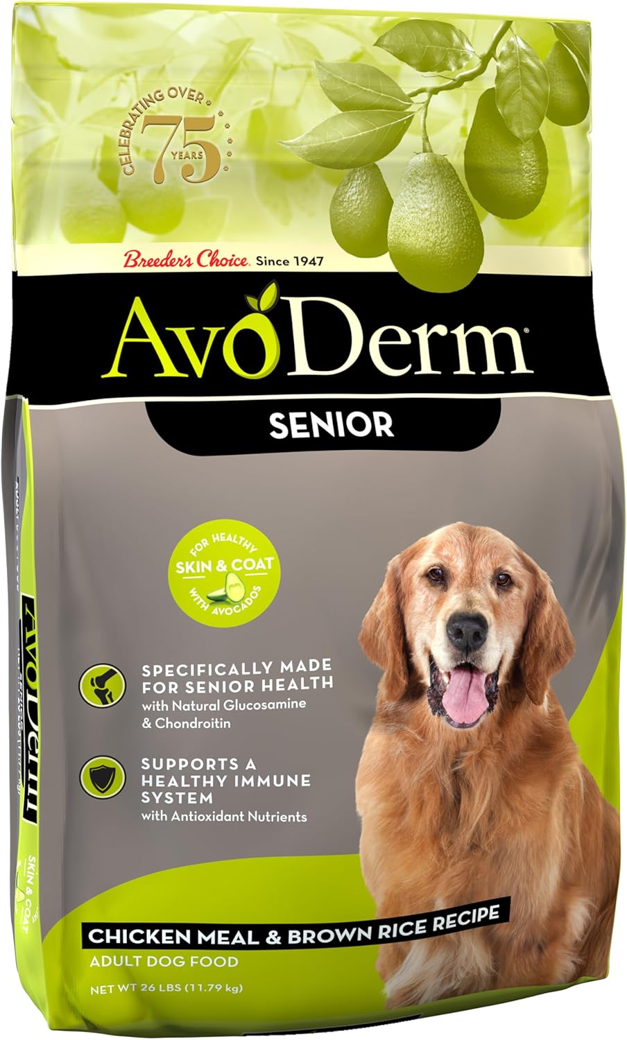 Avoderm Natural Chicken Meal & Brown Rice - Senior Dry Dog Food 26 Lb