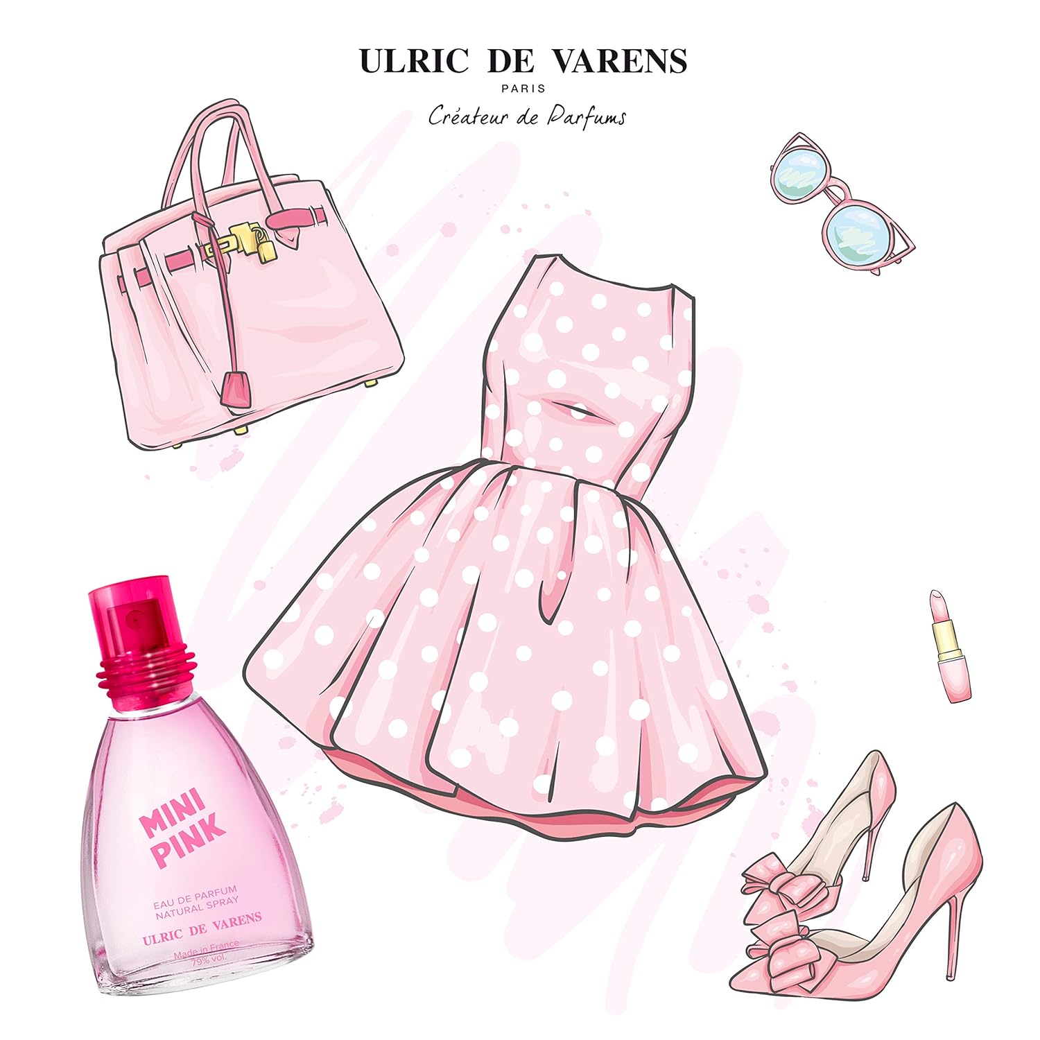 Ulric De Varens Mini Pink Eau De Parfum 25 Ml- Youthful, Enchanting, And Fresh - Notes Of Caramel, Bergamot, & Vanilla - Travel Size - .9 Fl Oz : Beauty & Personal Care