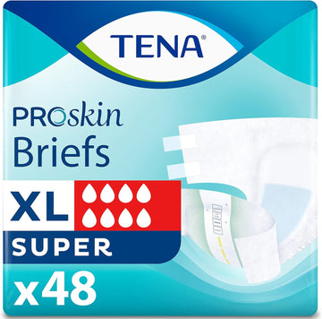 Tena Incontinence Adult Diapers, Maximum Absorbency, Disposable Briefs, Proskin - X-Large - 48 Ct