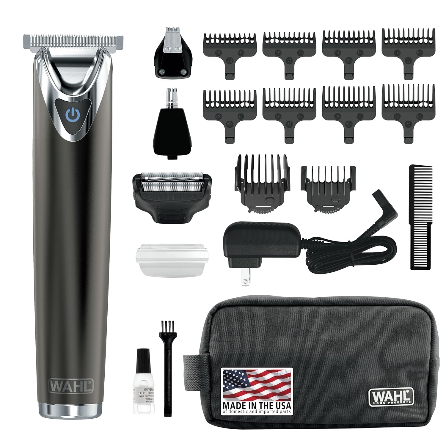 Wahl Stainless Steel Lithium Ion 2.0+ Slate Beard Trimmer For Men - Electric Shaver, Nose Ear Trimmer, Rechargeable All In One Men'S Grooming Kit - Model 9864