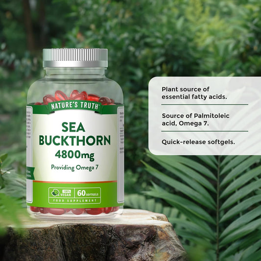 Sea Buckthorn Oil Capsules 4800Mg | 60 Vegan Softgels | High Strength Supplement Providing Omega 7 | Nature'S Truth