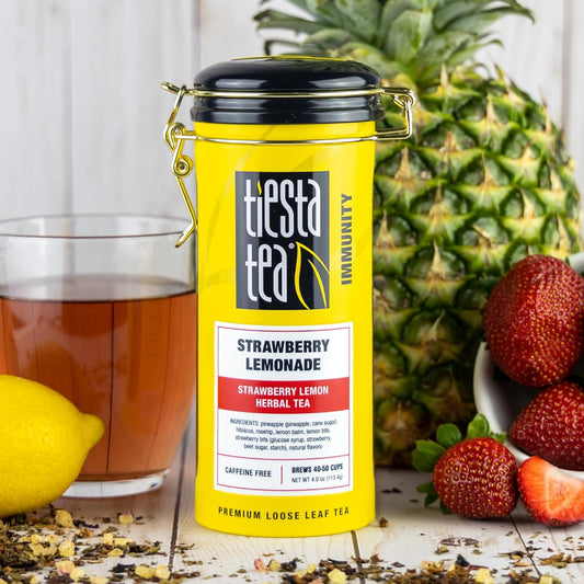 Tiesta Tea - Strawberry Lemonade | Strawberry Lemon Herbal Tea | Premium Loose Leaf Tea | Non-Caffeinated Fruit Tea | Make Hot Or Iced Tea & Brews Up To 50 Cups - 4 Ounce Refillable Tin