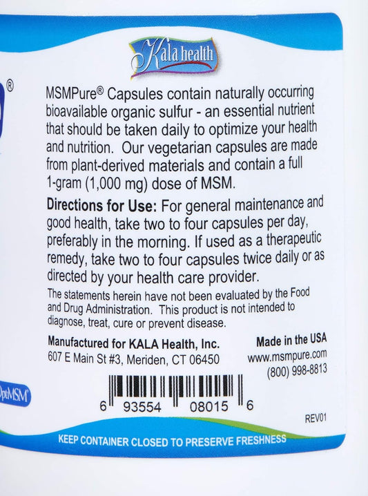 Kala Health Msmpure Vegetarian Capsules, 120 Count, Made With Organic