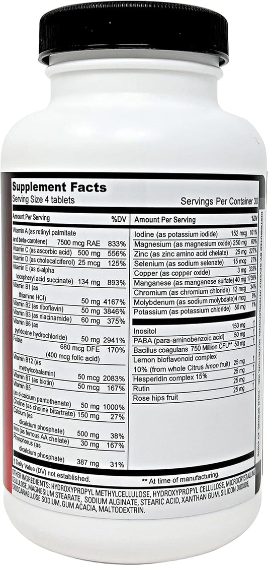 Beverly International Fit Tabs Daily Multi-Vitamin/Mineral With Iron Peptonate,120 Tablets. (30 Servings) Notice The Difference. Don’T Miss Out On The Healthy Benefits. Your Mind & Body Is Priority