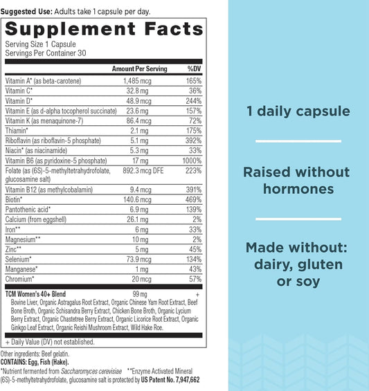 Ancient Nutrition Multivitamin For Women, Ancient Multi Women'S 40+ Once Daily Vitamin Supplement, Vitamin B, Vitamin C And Vitamin K2, Folate And Iron Supplement, Supports Bone Health, 30Ct