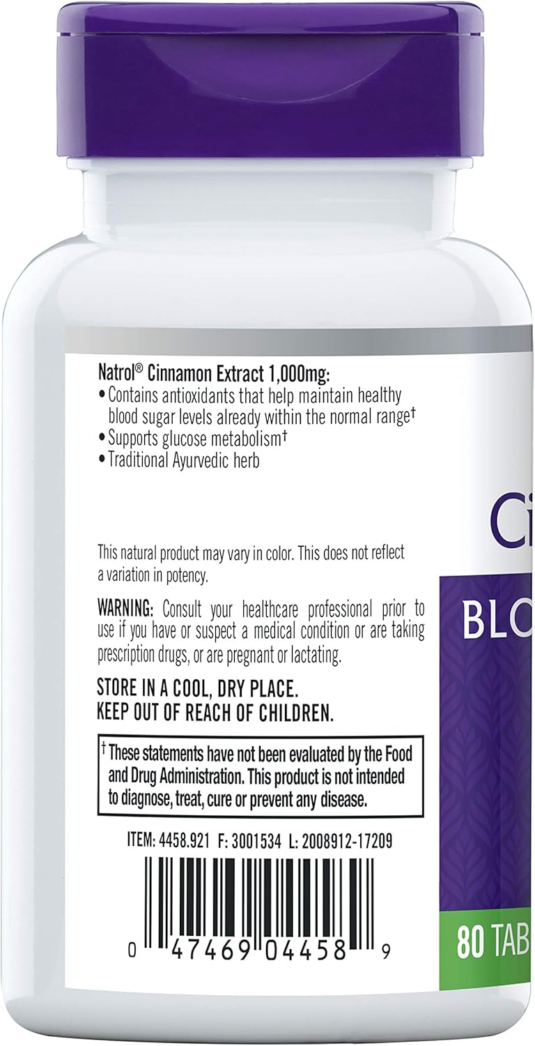 Natrol Cinnamon Chromium Biotin Tablets, 80 Count