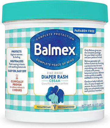 Balmex Diaper Rash Cream With Zinc Oxide 16 oz