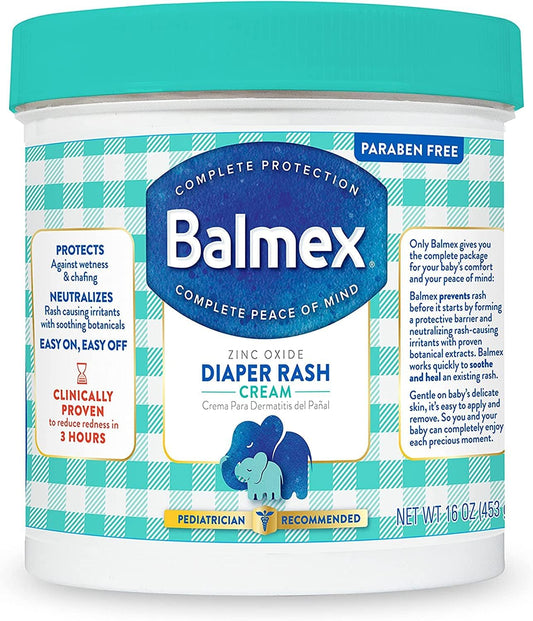 Balmex Diaper Rash Cream With Zinc Oxide 16 oz (Pack of 2)