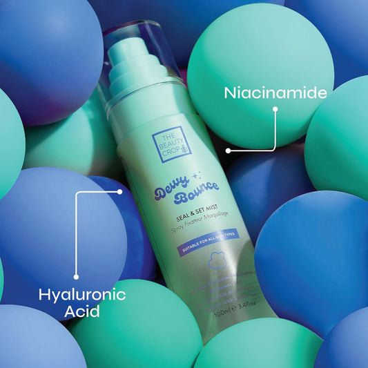 The Beauty Crop Dewy Bounce Seal & Set Mist - Hydrating Setting Spray For Radiant Glow, Smudge Proof, Transfer Resistant, Vegan Friendly - 100 Ml