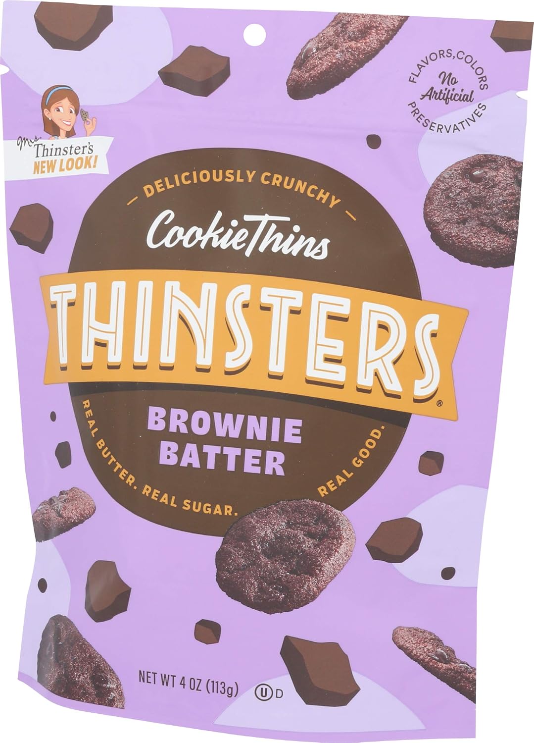 Thinsters Cookies, Brownie Batter Cookie Thins, 4 Oz Pack