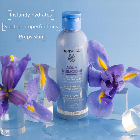 Apivita Aqua Beelicious Perfecting & Hydrating Toner | Hydrating & Soothing Dewy Toner With Honey, Prebiotics & Flowers, 200 Ml / 6.67 Oz