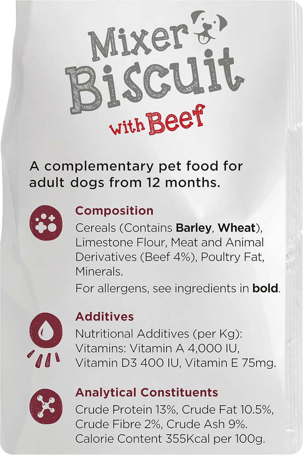 Webbox Mixer Biscuit Dry Dog Food (Adult), Beef - Wholegrain Cereals and Fibre for Healthy Digestion, Feed with Wet Food, Made in the UK (4 x 2kg Bags) :Pet Supplies