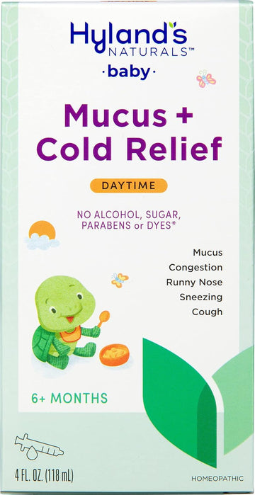 Hyland's Naturals Baby Mucus and Cold Relief, Daytime Baby Cold Medicine, Infant Cold and Cough Remedy, Decongestant, 4 Fluid Ounce