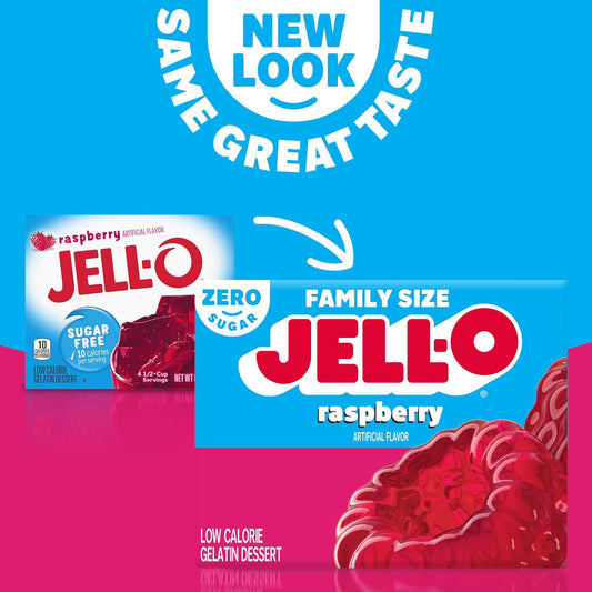 Jell-O Raspberry Sugar Free Gelatin Dessert Mix (0.6 Oz Box)