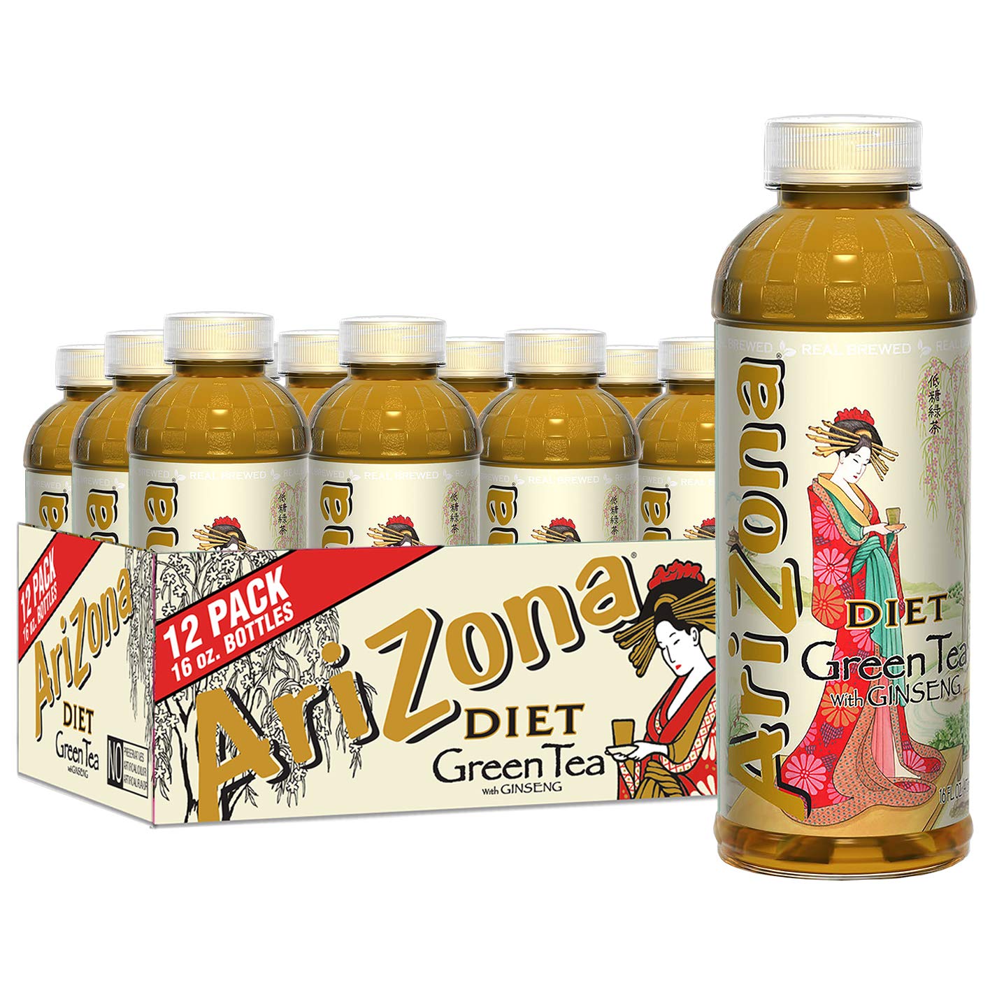 Arizona Diet Green Tea With Ginseng - 16 Fl Oz (Pack Of 12)