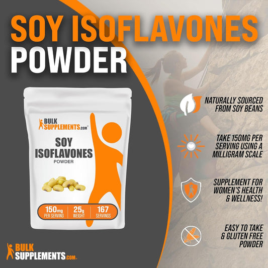 BULKSUPPLEMENTS.COM Soy Isoflavones Powder - Soy Isoflavones 150mg, Isoflavones Supplement for Women - for Bone Support, Pure & Gluten Free - 150mg per Serving, 25g (0.88 oz)