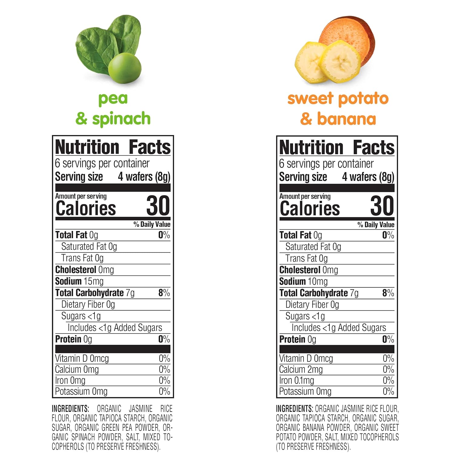 Happy Baby Organics Gluten Free Organic Teethers 2 Flavor Variety Pack (Pea & Spinach/Sweet Potato & Banana), 12 Count (Pack of 2) : Baby