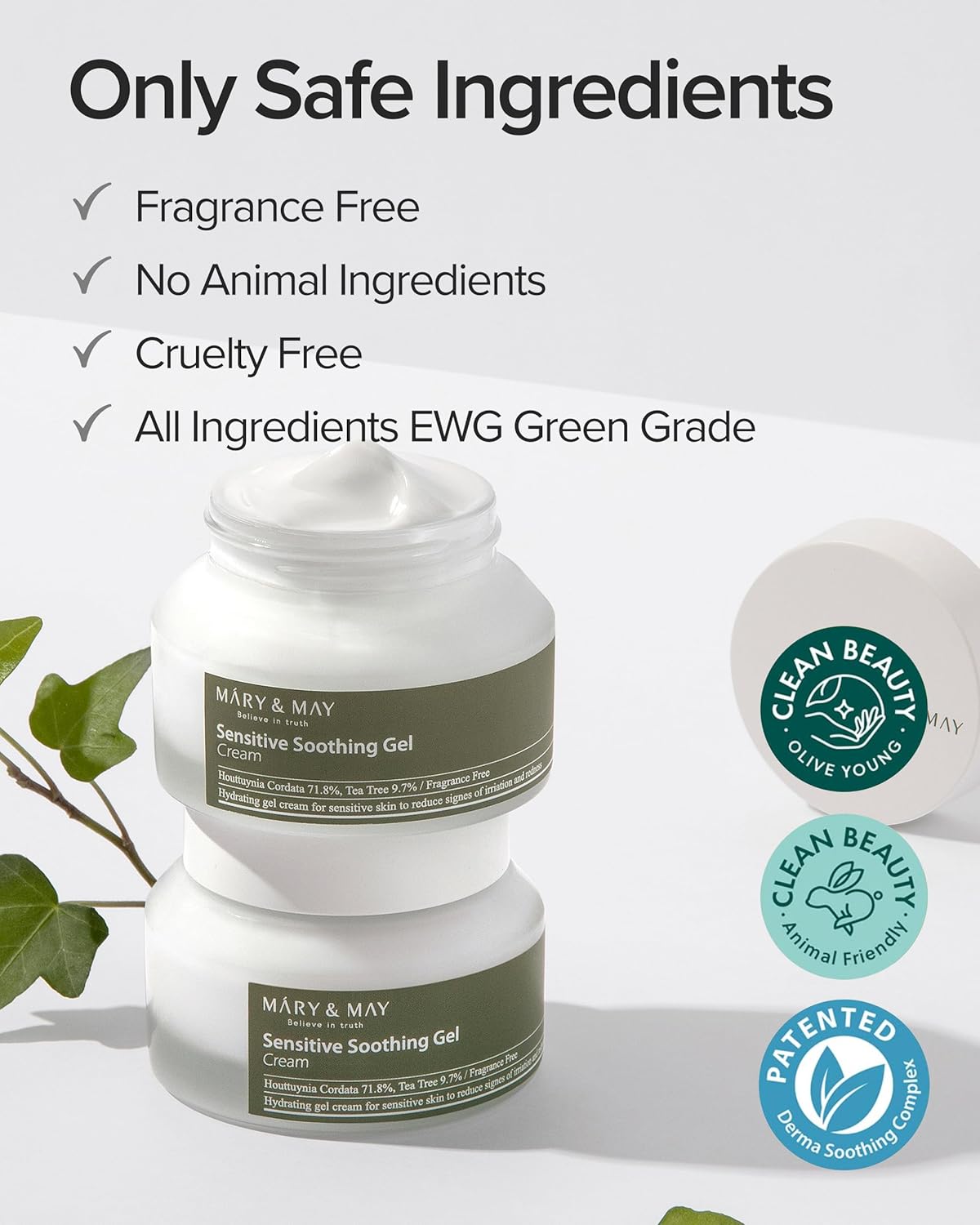 Mary&May Sensitive Soothing Gel Cream - Instant Cooling And Redness Relief, Pore-Tightening Face Cream With Tea Tree And Houttuynia Cordata Extracts - No Sticky, Refreshing Finish, 2.46Oz