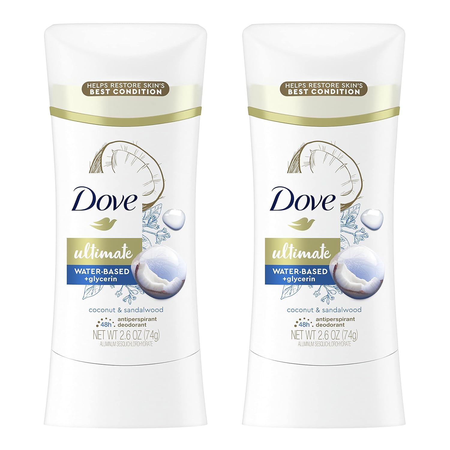 Dove Ultimate Antiperspirant Deodorant Stick Coconut And Sandalwood 2.6 Oz