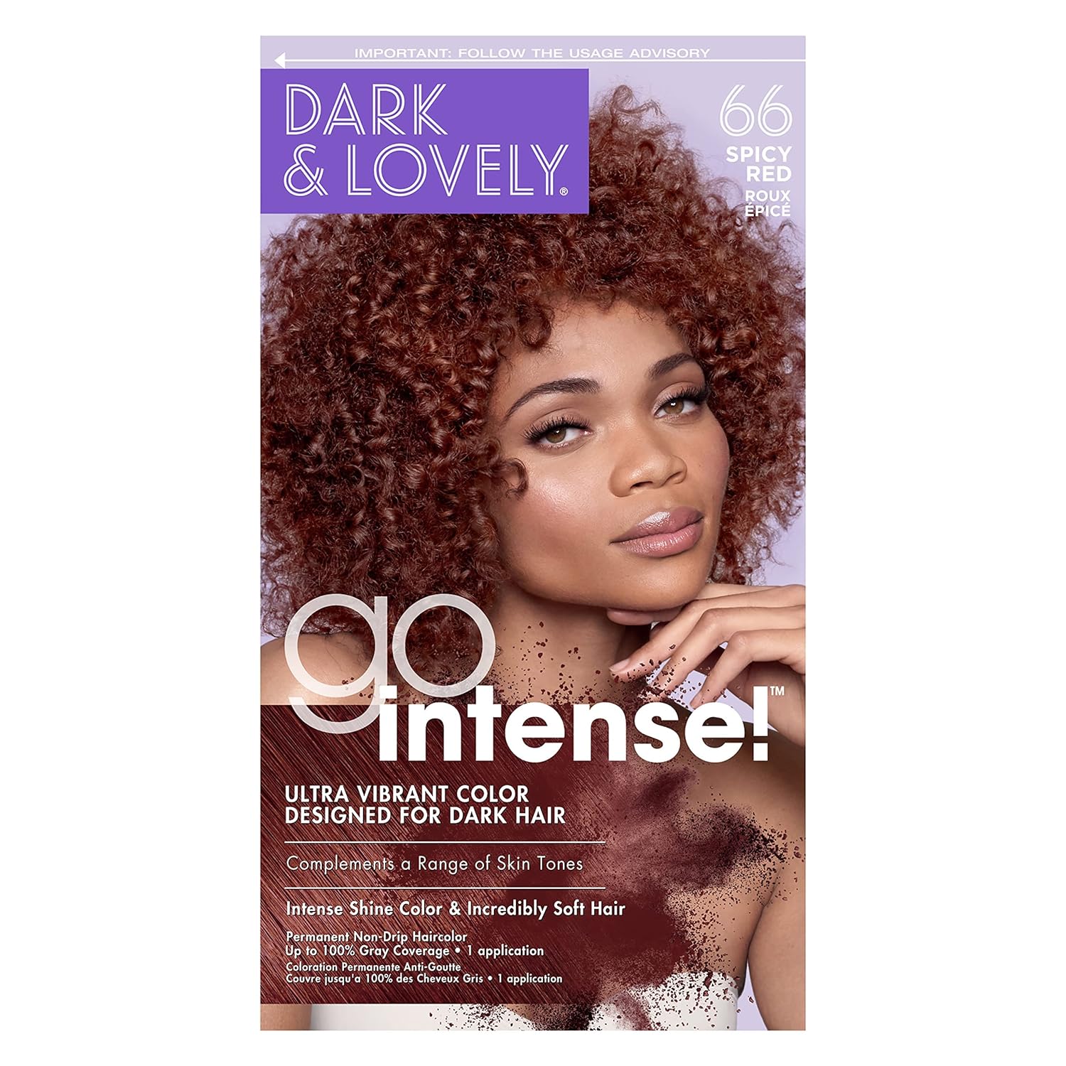 SoftSheen-Carson Dark and Lovely Ultra Vibrant Permanent Hair Color Go Intense Hair Dye for Dark Hair with Olive Oil for Shine and Softness, Spicy Red