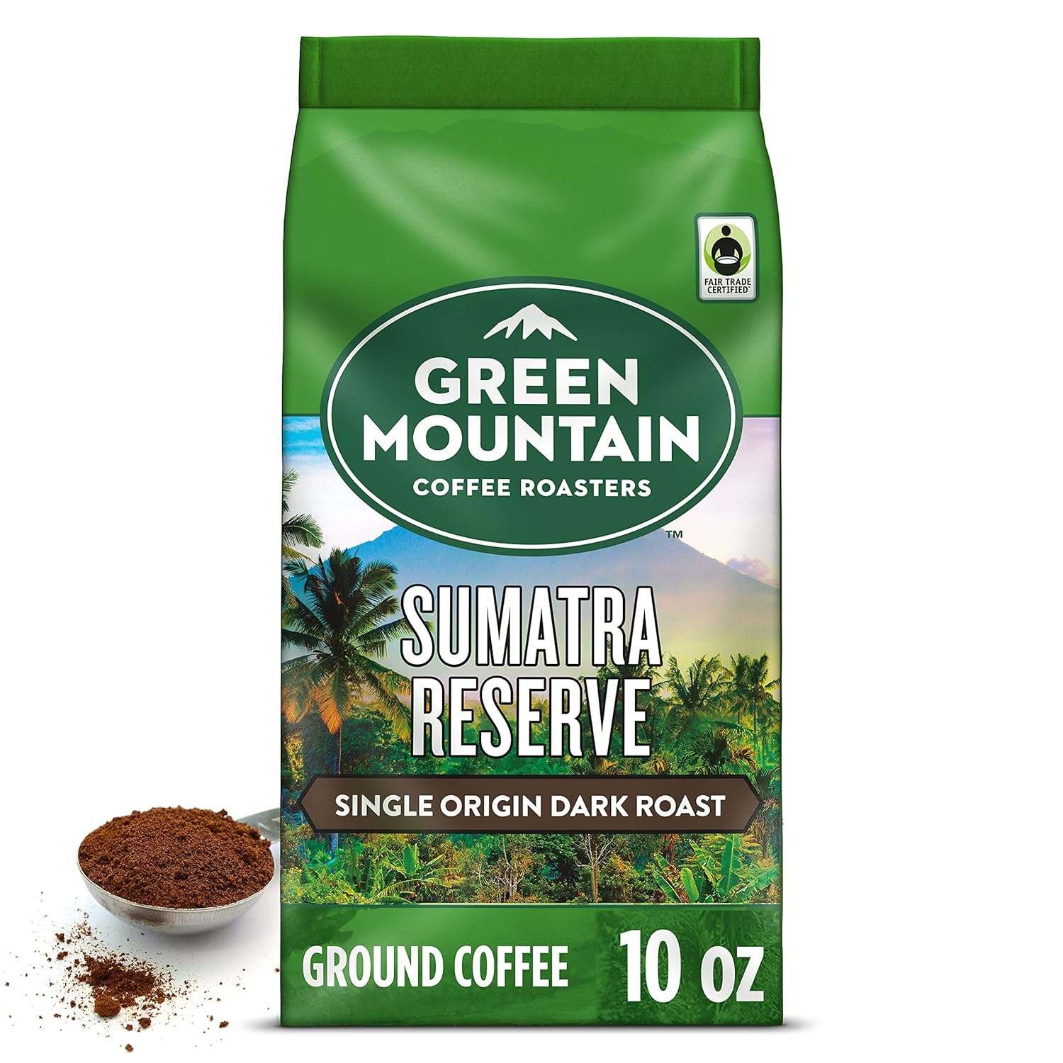 Green Mountain Coffee Roasters, Fair Trade Certified™ Organic, Sumatra Reserve, Ground Coffee, Dark Roast, Bagged 10oz