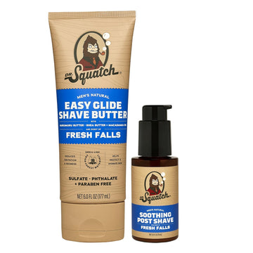 Dr. Squatch Pine Tar Smooth Shave Bundle - Easy Glide Butter + Soothing Post Shave - Natural Ingredients - Manly Fragrance - Moisturizing