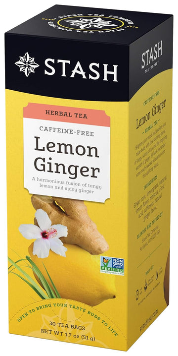 Stash Tea Lemon Ginger Herbal Tea, 6 Boxes Of 30 Tea Bags Each (180 Tea Bags Total)