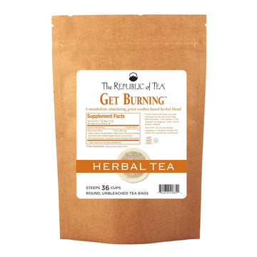 The Republic Of Tea Green Rooibos Tea - Get Burning - Herbal Tea For Metabolism, 36 Tea Bag Refill