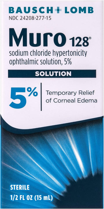 Muro 128 Eye Drops, Temporary Relief for Corneal Edema, 5% Solution, 0.5 Fl Oz