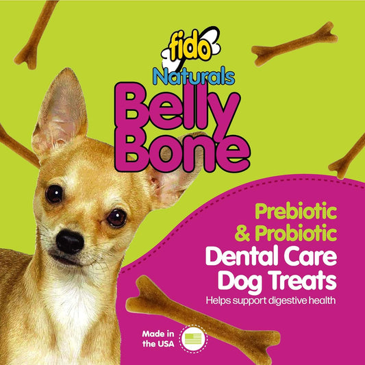 Belly Bones for Dogs, 100 Yogurt Flavor Mini Dog Dental Treats(100 Count) - Made in USA - for Extra Small Dogs - Plaque and Tartar Control for Fresh Breath, Digestive Health Support