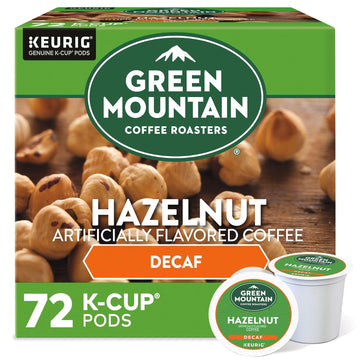 Green Mountain Coffee Roasters Hazelnut Decaf Keurig Single-Serve K-Cup pods, Light Roast Coffee, 72 Count (6 Packs of 12)