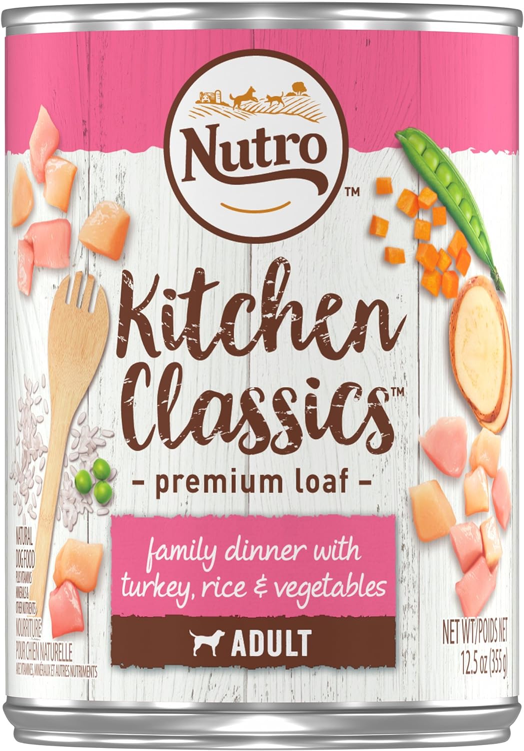 Nutro Premium Loaf Adult Natural Grain Free Wet Dog Food Healthy Turkey, Sweet Potato & Green Bean Recipe, 12.5 Oz. Cans (Pack Of 12)