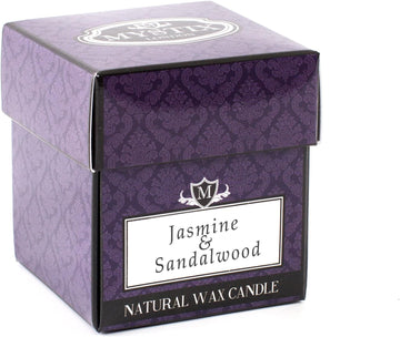 Mystix London | Jasmine & Sandalwood - Scented Candle Small 8cl | Best Aroma for Home, Kitchen, Living Room and Bathroom | Perfect as a Gift | Reusable Glass Jar