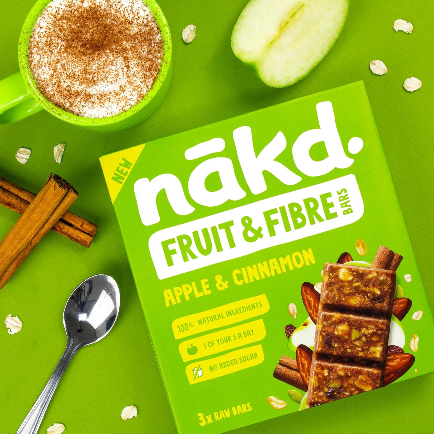 Nakd Apple & Cinnamon Fruit & Fibre Bar - Vegan - Gluten Free - Healthy Snack, 44g (Pack of 16 bars) : Amazon.co.uk: Grocery