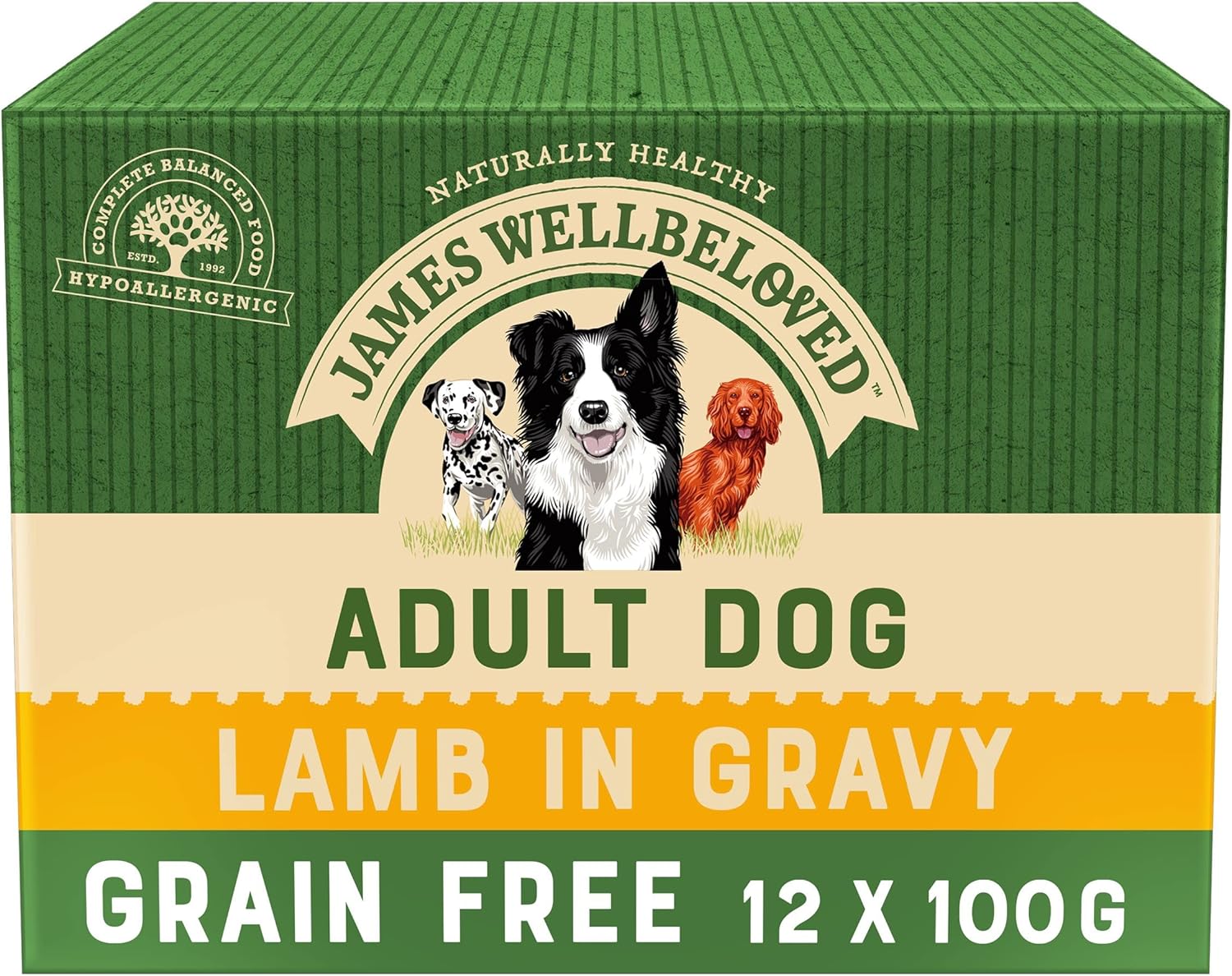 James Wellbeloved Adult Grain-Free Lamb in Gravy 12 Pouches, Hypoallergenic Wet Dog Food, Pack of 1 (12x100 g)?9003579006290