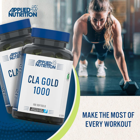 Applied Nutrition Cla Gold 1000, Conjugated Linoleic Acid, Derives From Safflower Oil, Aids Weight Management, Breaks Down Saturated Fat - Blue, 100 Count
