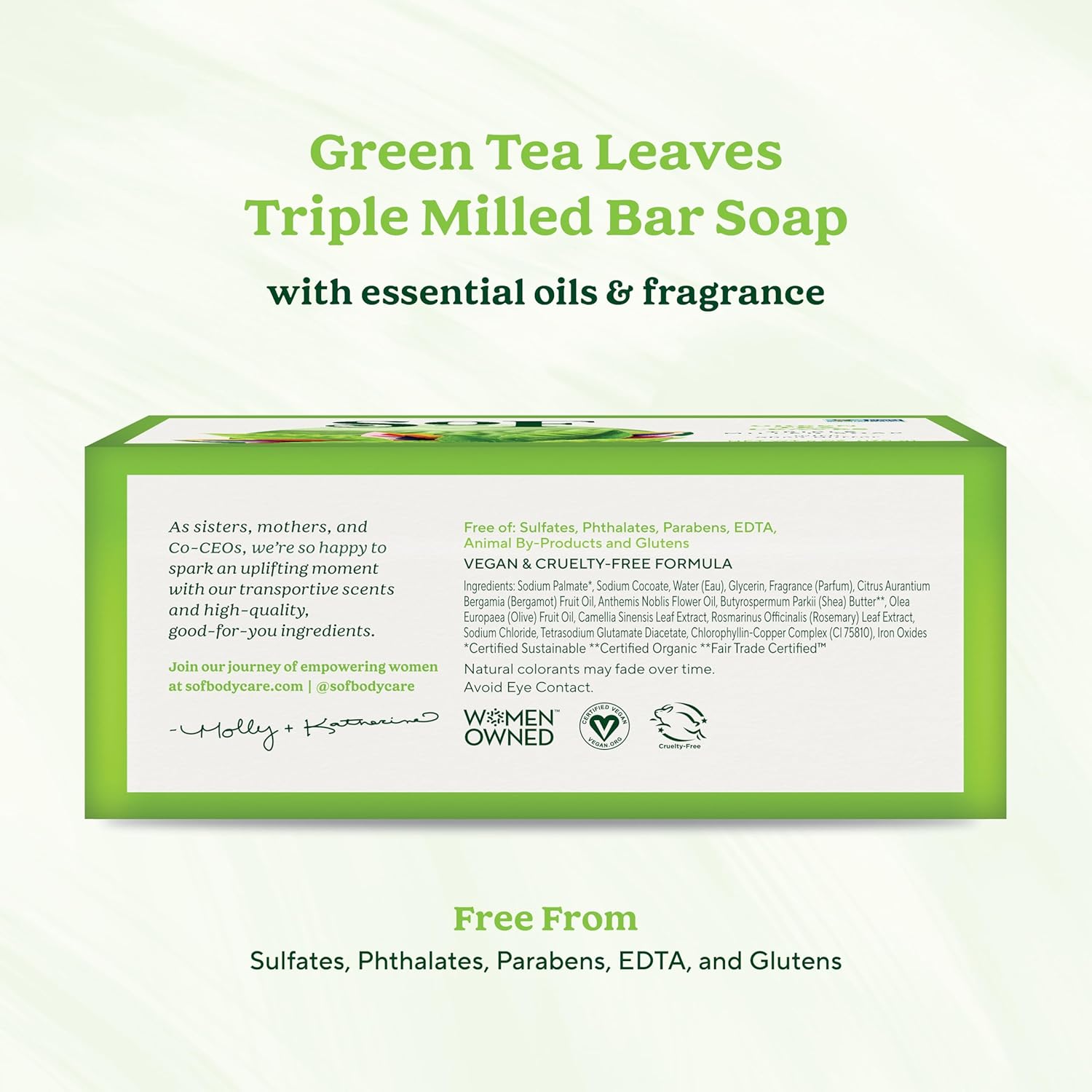 Sof Triple Milled Bar Soap - With Coconut Oil & Organic Shea Butter- Vegan & Non Gmo- Free From Phthalates, Sulfates & Parabens- Shea Butter - 6 Oz Bar 6 Bars