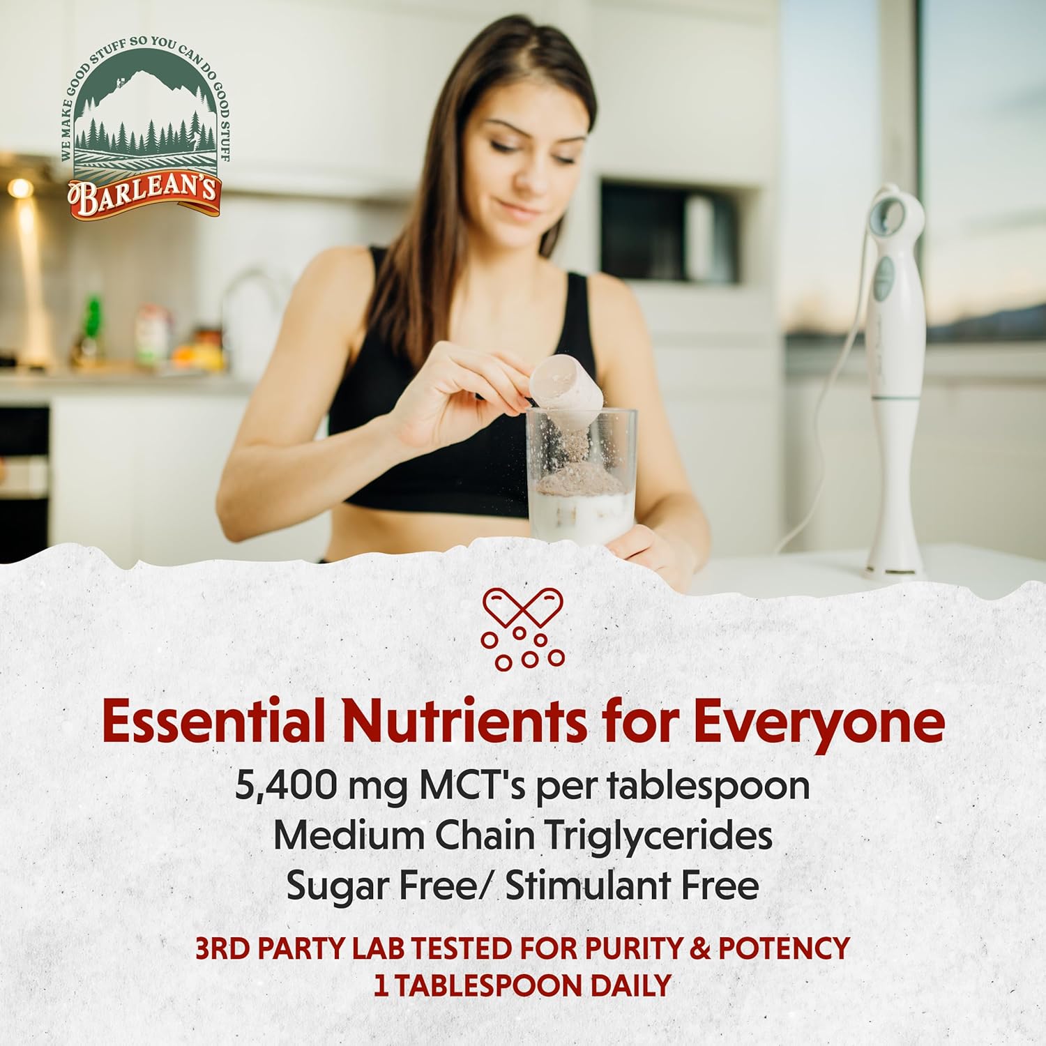 Barlean's MCT Oil Supplement, Coconut Flavored for Keto Coffee, Emulsified Creamy Liquid Syrup with 5,400mg Plant-Based MCT's to Support Energy, Focus and Wellness, 16 oz : Health & Household