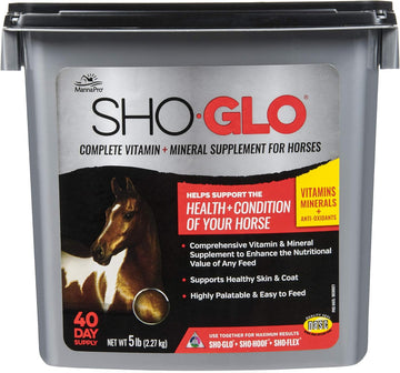 Manna Pro Sho-Glo Supplement For Horses | Complete Vitamin & Mineral Supplement For Healthy Skin & Coat | 5 Pounds