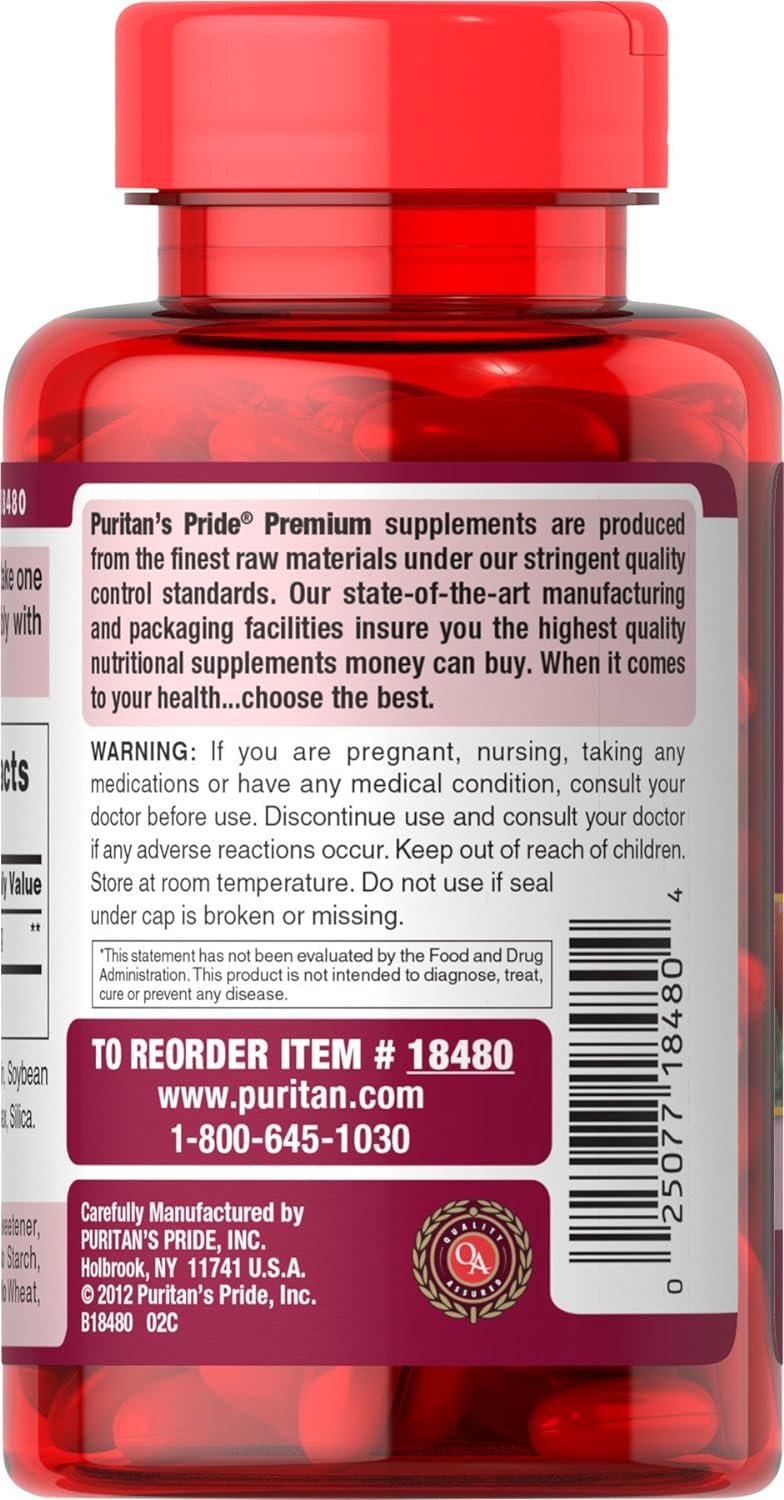 Puritan's Pride Lycopene 40 mg, Supplement for Prostate and Heart Health Support**, Contains Antioxidant Properties**, 60 Rapid Release Softgels