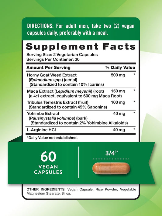 Nature'S Truth Horny Goat Weed With Maca | 60 Powder Extract Capsules | Vegetarian, Non-Gmo And Gluten Free Supplement