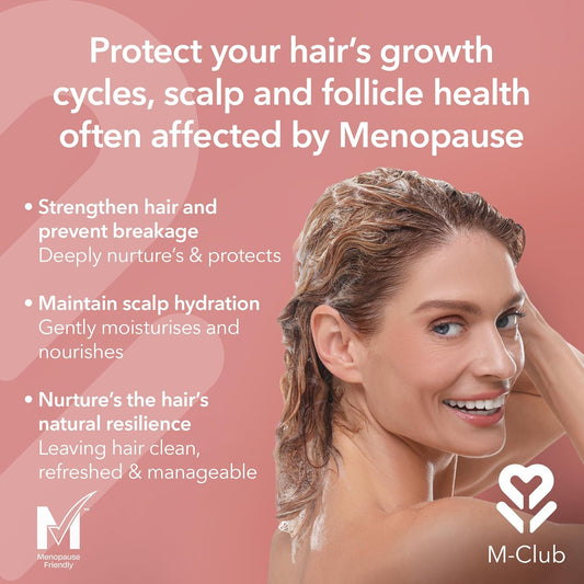 M-Club Menopause Shampoo For Women Strengthens & Hydrates Menopause Hair – Made From Upcycled Coffee Oil This Shampoo For Menopausal Hair Aids Scalp & Follicle Health - Vegan Eco Formula - 250Ml